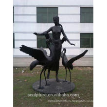 2016 Изображение высокого качества Большая бронзовая статуя Девушка с краном